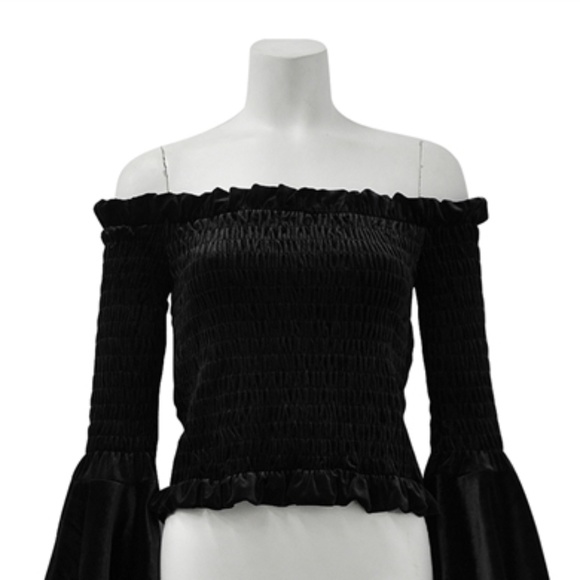 off shoulder black velvet top